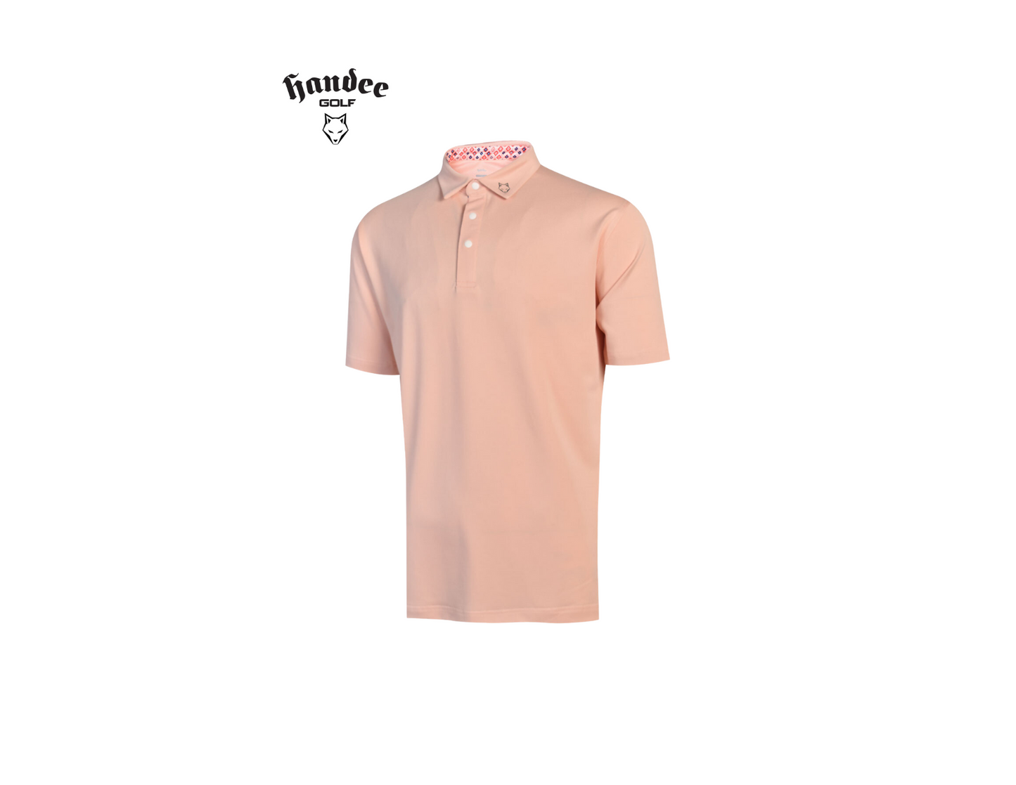 Men Classic Stretch Pique Knit Golf Shirt - Peach