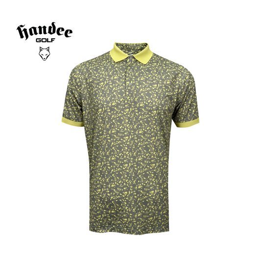 Men Grey & Yellow Floral Print Golf Shirt