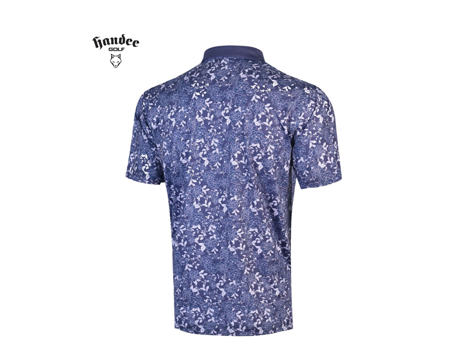 Men Floral Golf Shirt - Navy