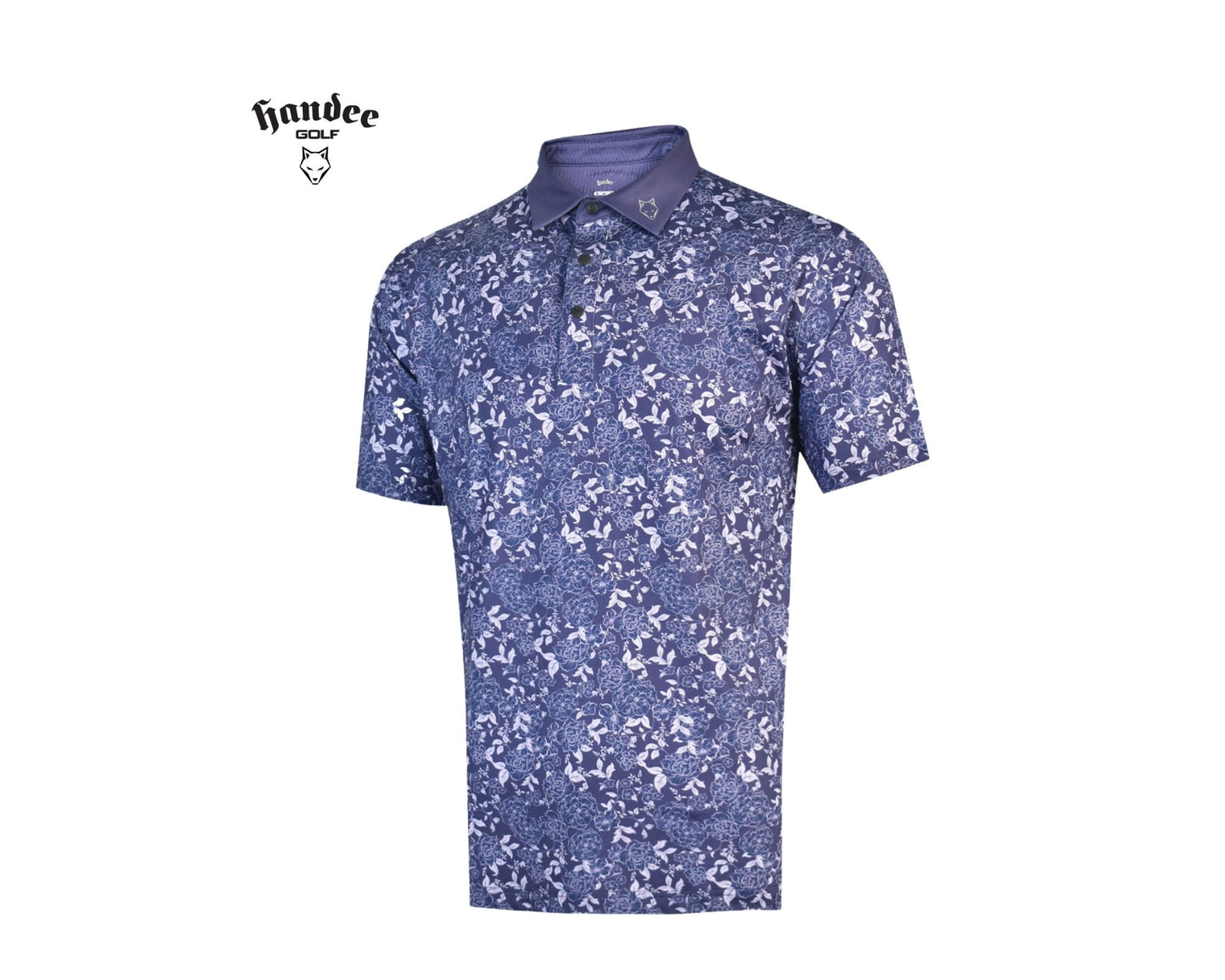 Men Floral Golf Shirt - Navy