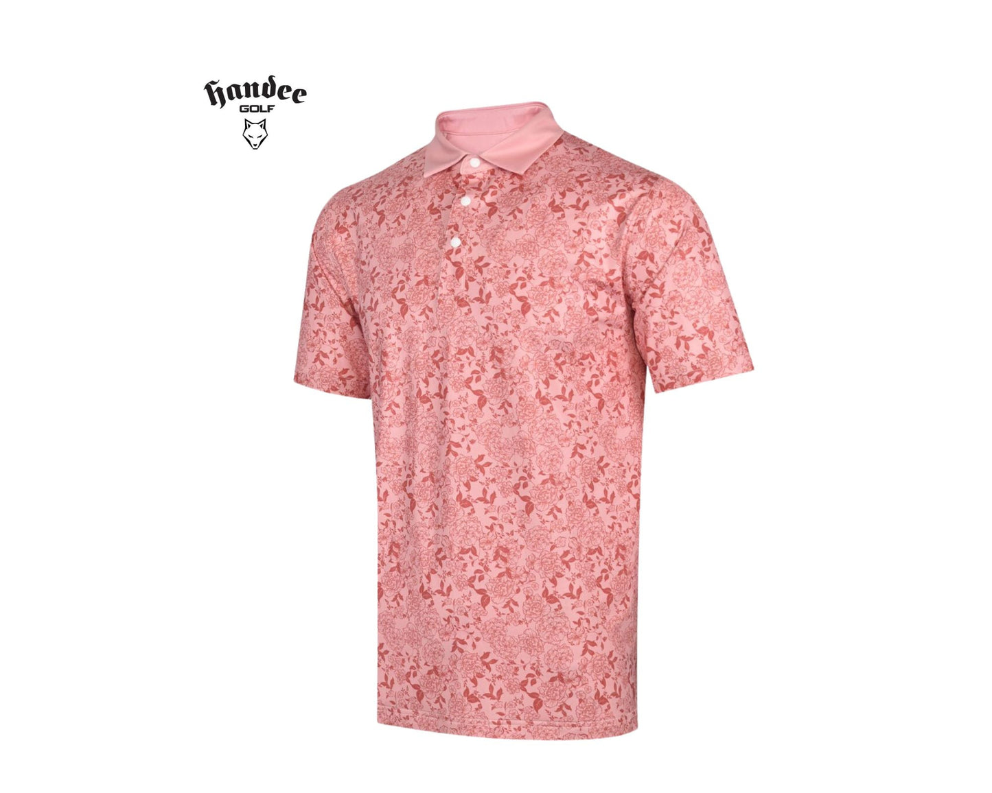Men Floral Golf Shirt - Salmon