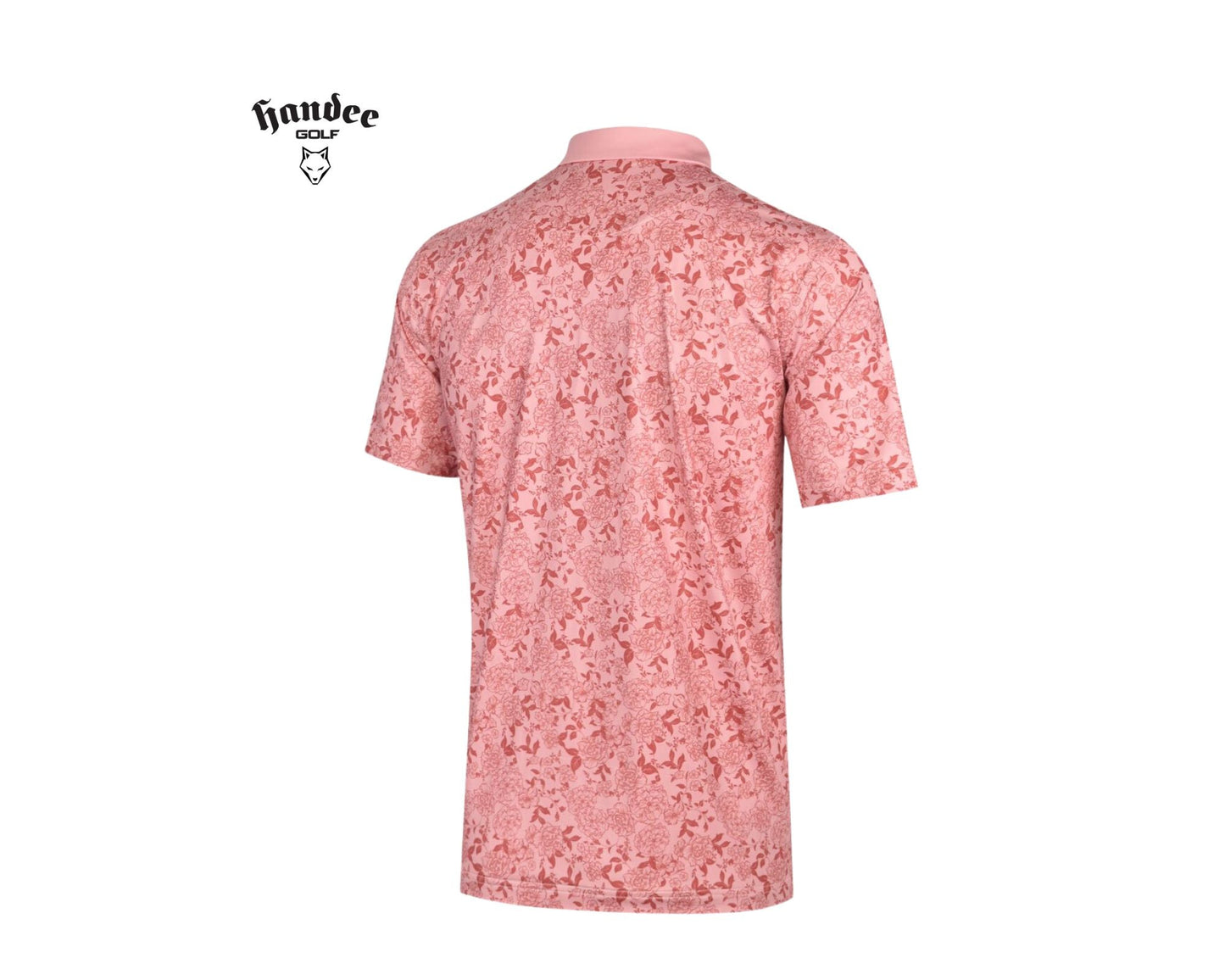 Men Floral Golf Shirt - Salmon